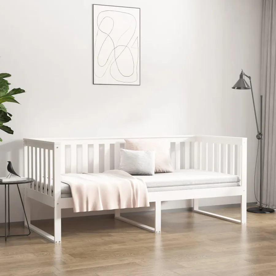 Lit de jour sans matelas blanc 90x190 cm bois de pin massif - 4