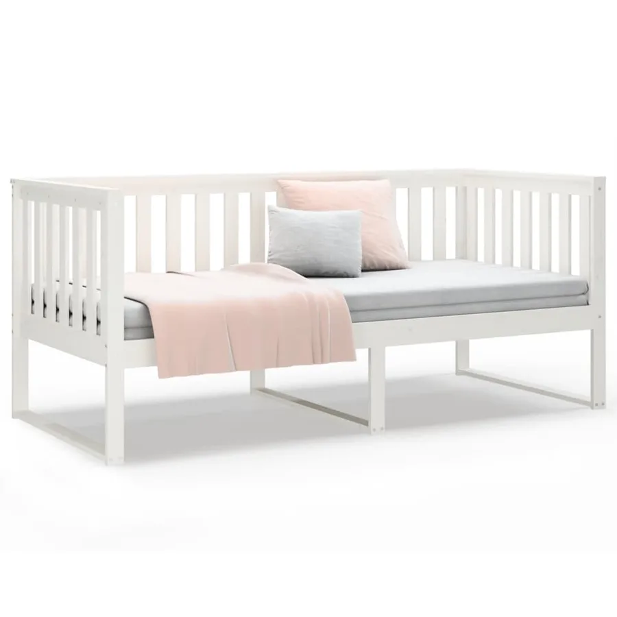 Lit de jour sans matelas blanc 90x190 cm bois de pin massif - 5