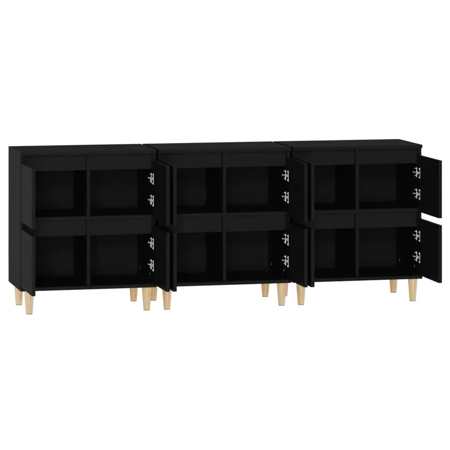 Buffets 3 pcs noir 60x35x70 cm bois d'ingénierie - 7