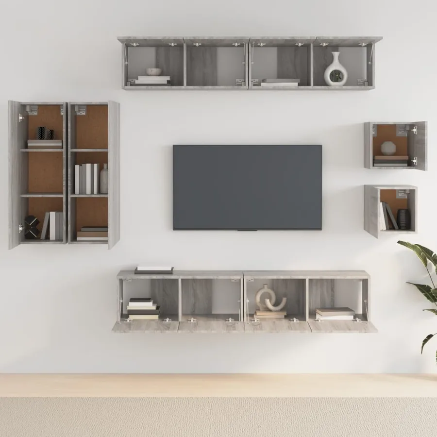 Ensemble de meubles TV 8 pcs Sonoma gris Bois d'ingénierie - 3