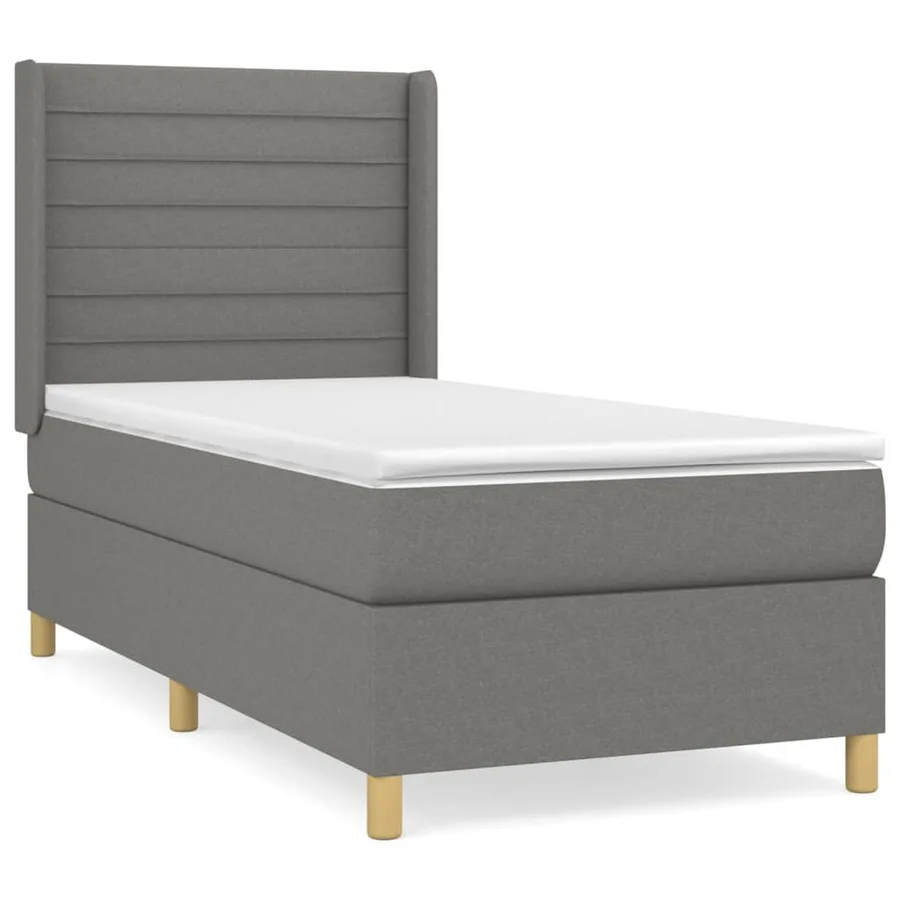Sommier à lattes de lit avec matelas Gris foncé 100x200cm Tissu - 2