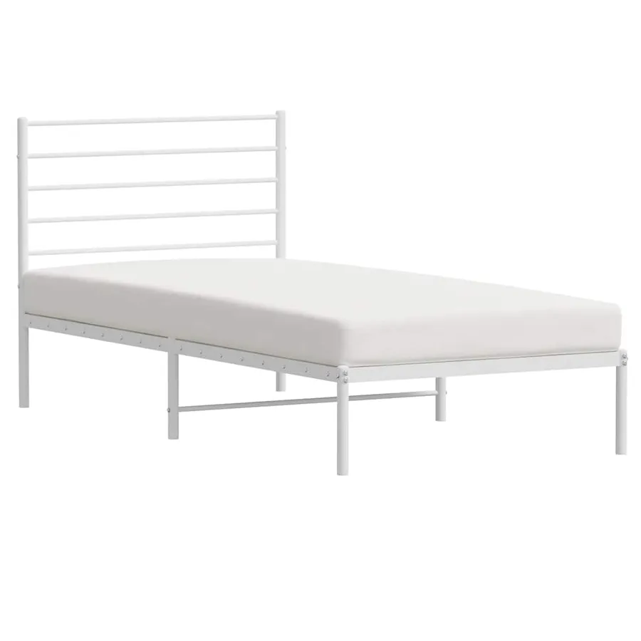 Cadre de lit métal sans matelas avec tête de lit blanc 80x200cm - 5