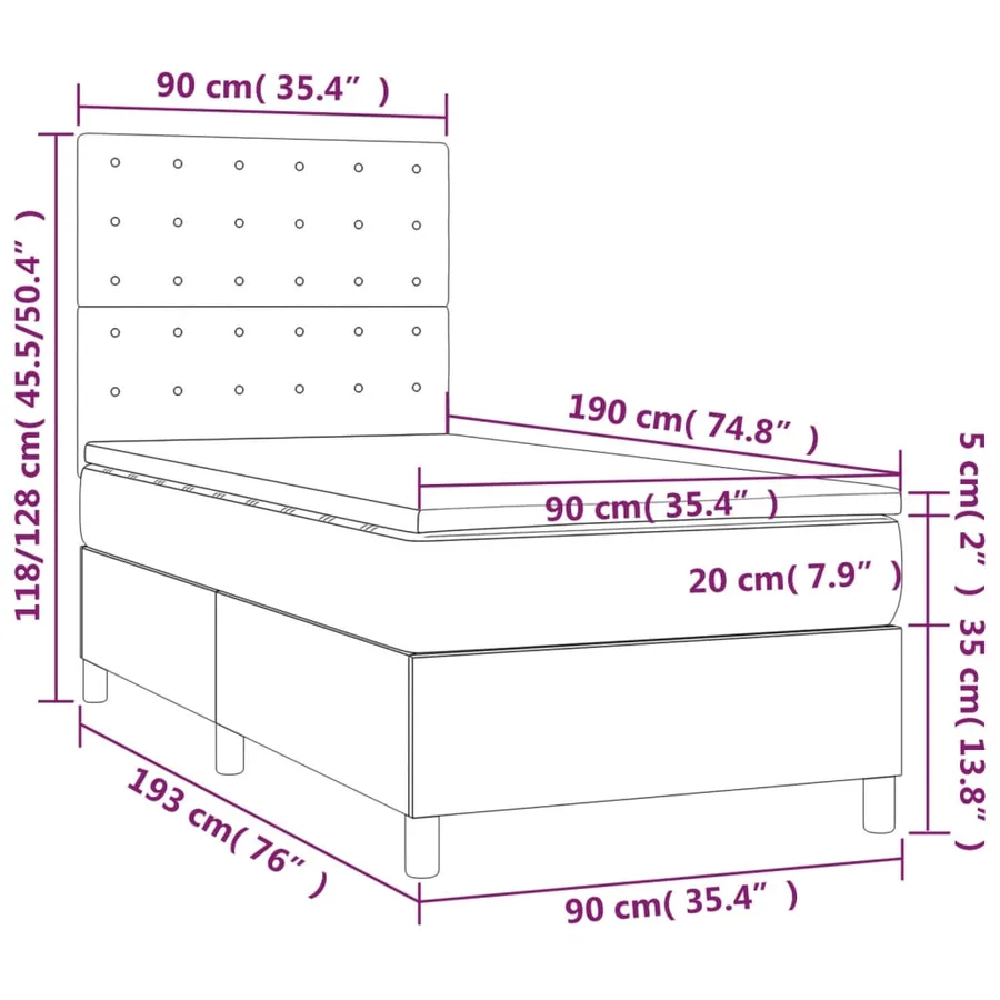 Sommier à lattes de lit avec matelas Rose 90x190 cm Velours - 6