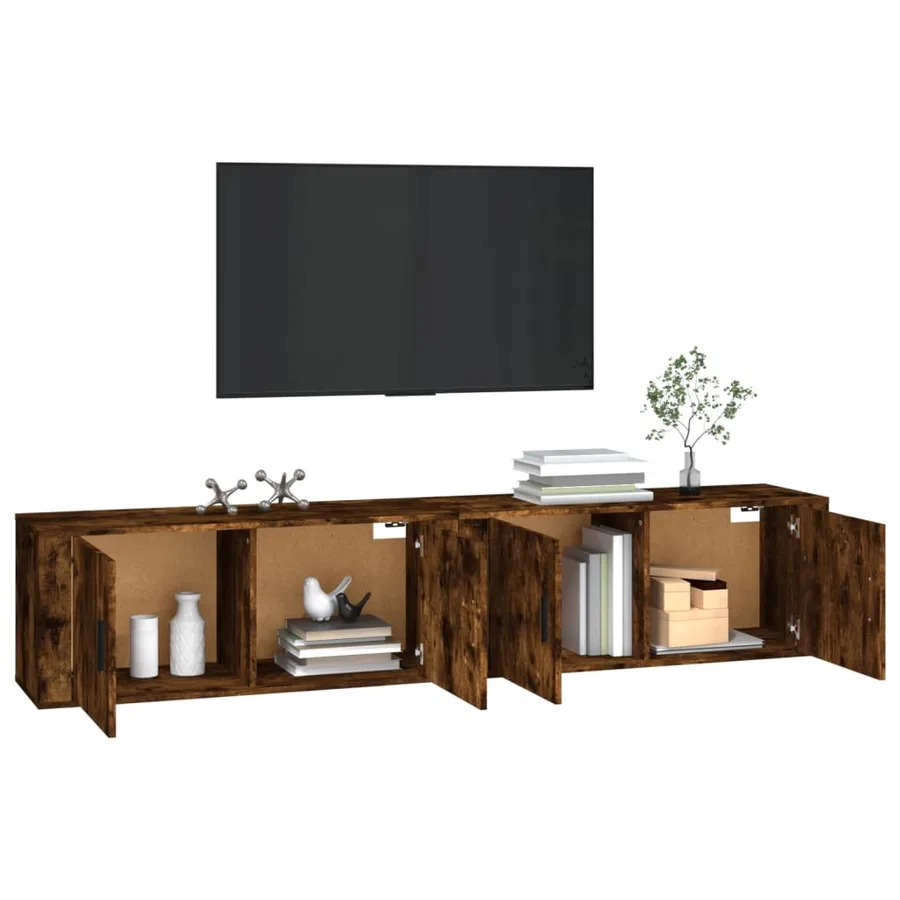 Meubles TV muraux 2 pcs chêne fumé 100x34,5x40 cm - 3