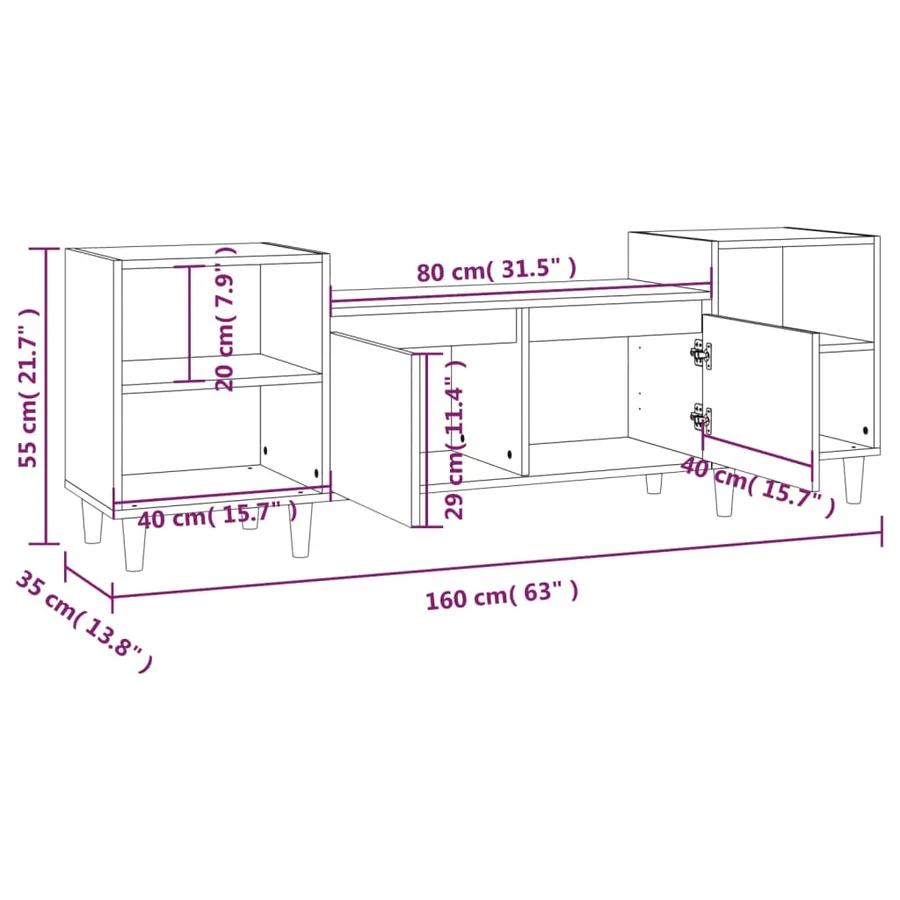 Meuble TV Chêne marron 160x35x55 cm Bois d'ingénierie - 10