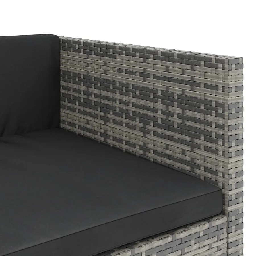 Salon de jardin 5 pcs avec coussins résine tressée gris - 13