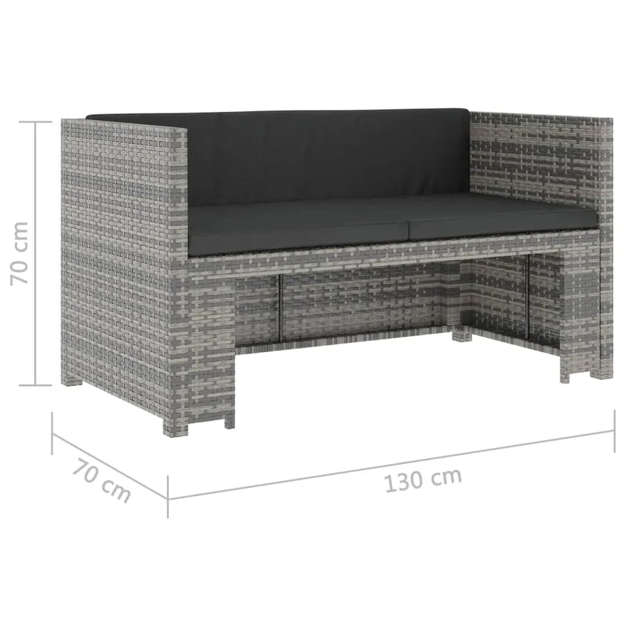 Salon de jardin 5 pcs avec coussins résine tressée gris - 16