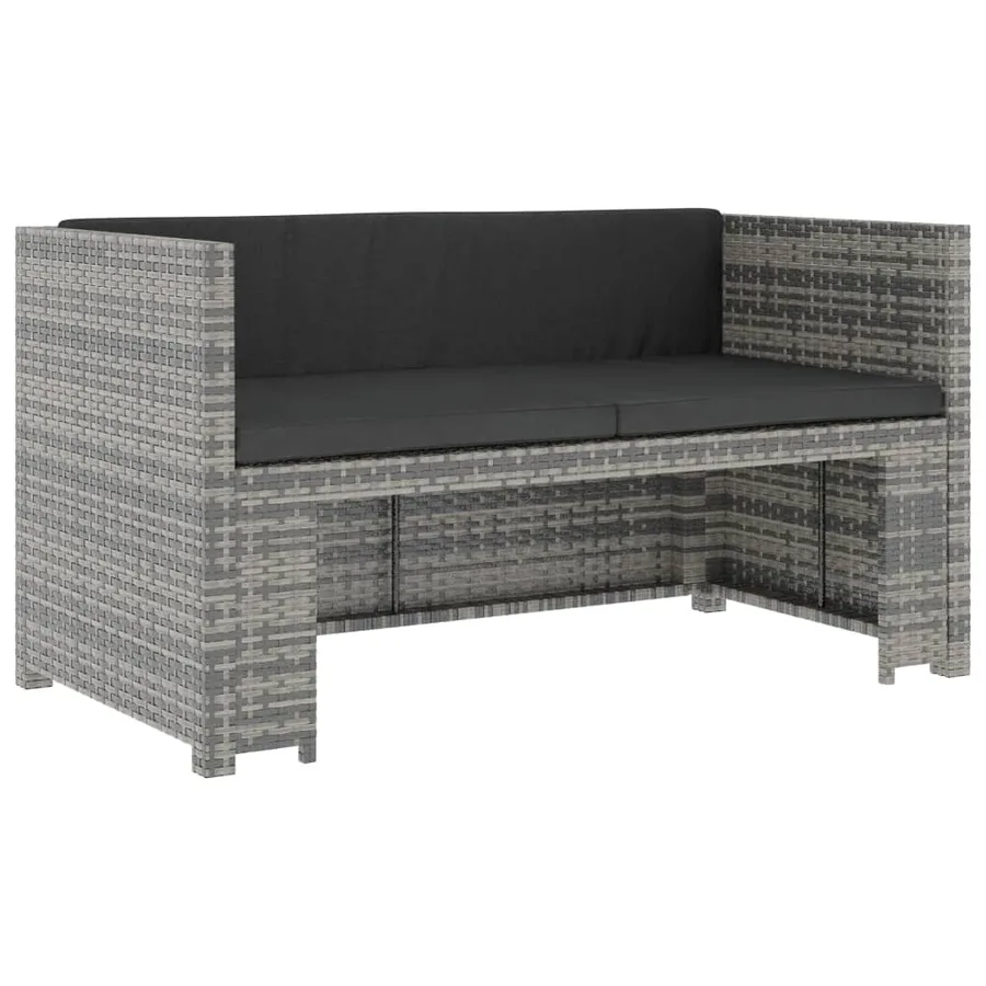 Salon de jardin 5 pcs avec coussins résine tressée gris - 3