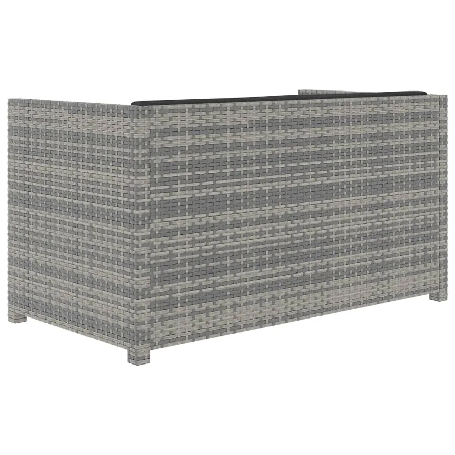 Salon de jardin 5 pcs avec coussins résine tressée gris - 4