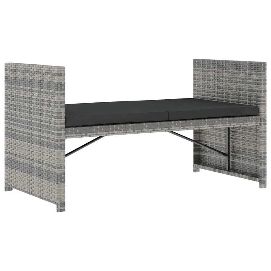 Salon de jardin 5 pcs avec coussins résine tressée gris - 5