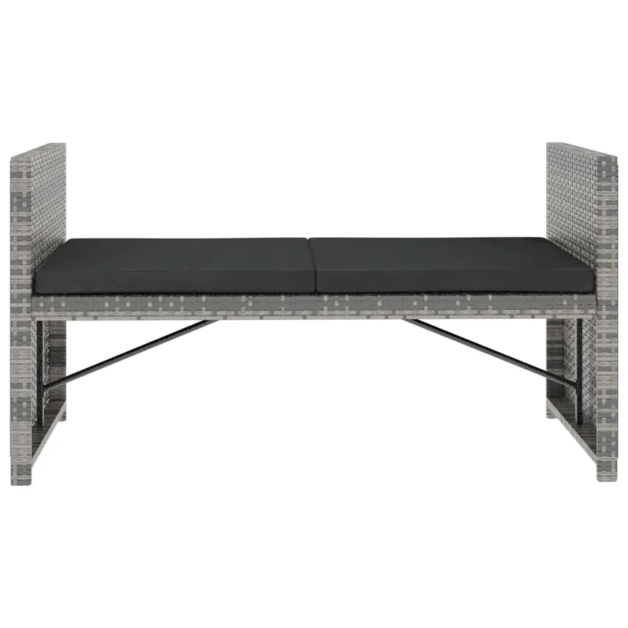 Salon de jardin 5 pcs avec coussins résine tressée gris - 6
