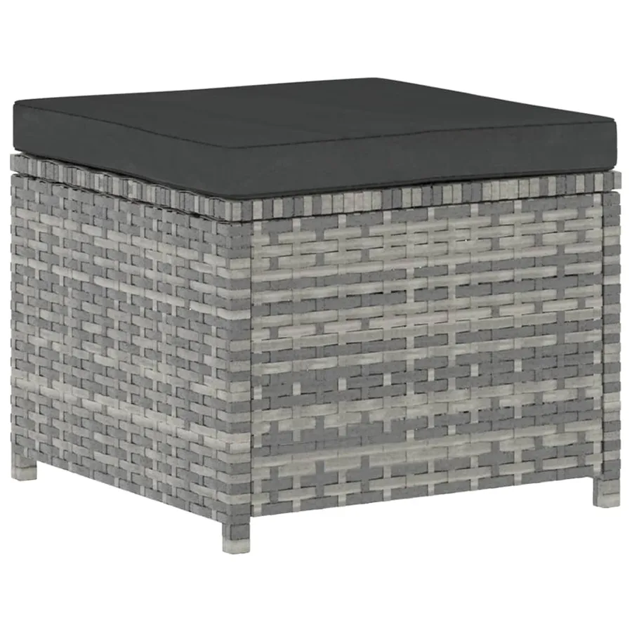 Salon de jardin 5 pcs avec coussins résine tressée gris - 7