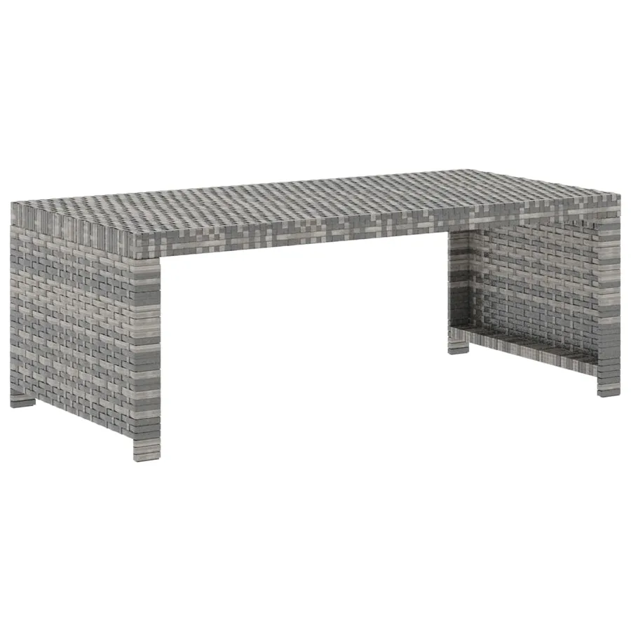 Salon de jardin 5 pcs avec coussins résine tressée gris - 9