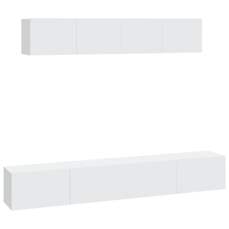 Ensemble de meubles TV 4 pcs Blanc Bois d'ingénierie - 2