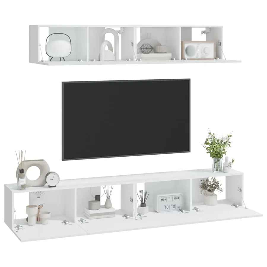 Ensemble de meubles TV 4 pcs Blanc Bois d'ingénierie - 7