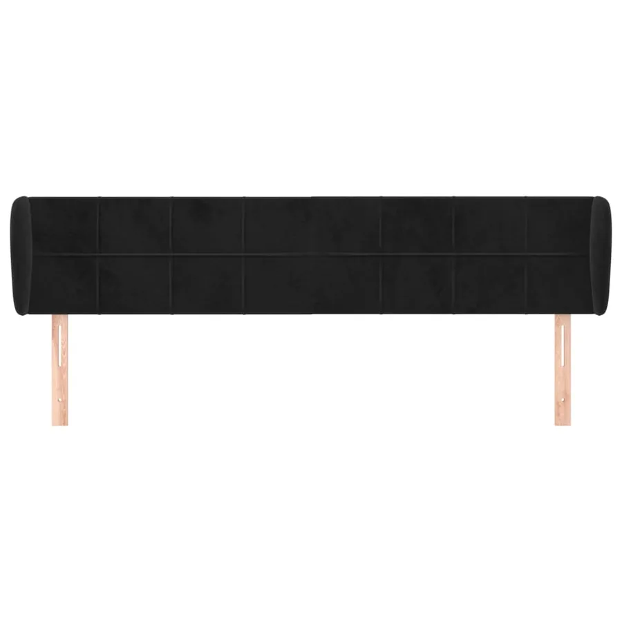 Tête de lit avec oreilles Noir 203x23x78/88 cm Velours - 3