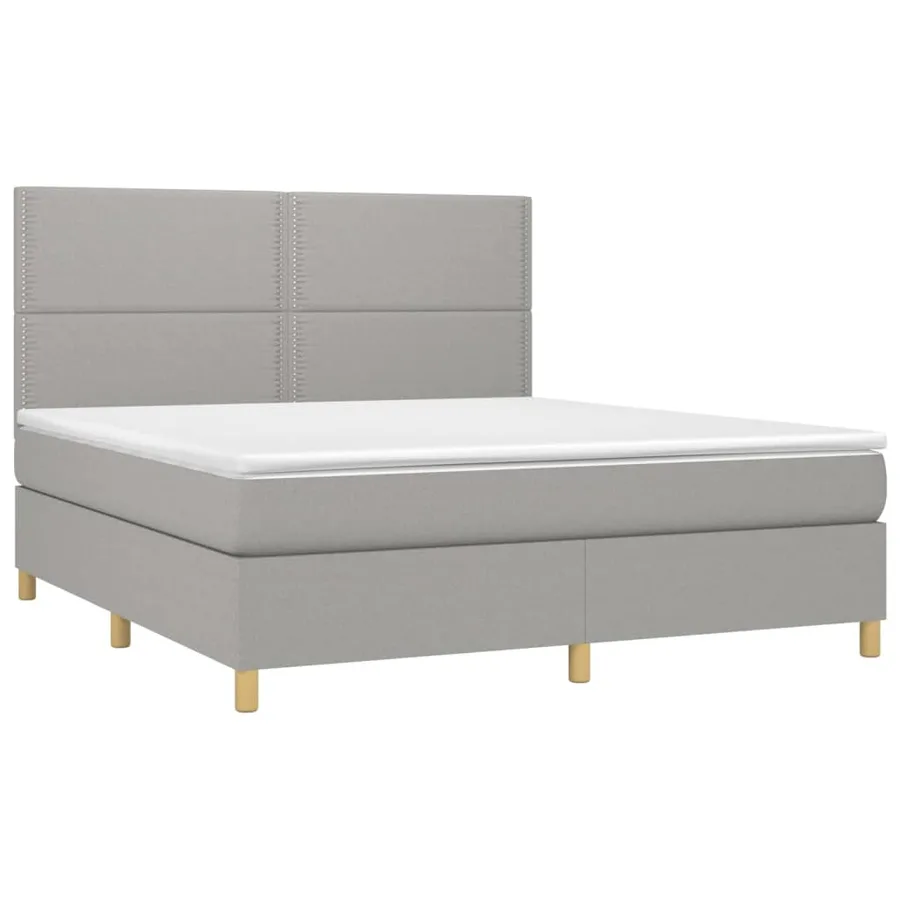 Sommier à lattes de lit et matelas et LED Gris clair 180x200 cm - 3
