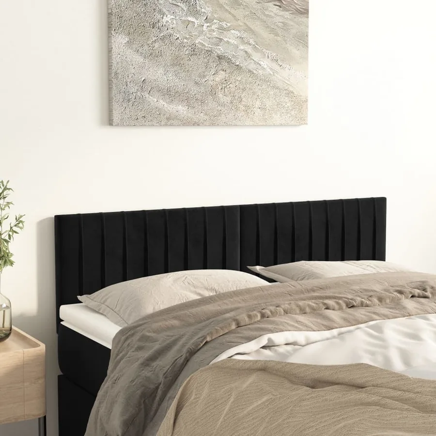Têtes de lit Noir 144 x 5 x 78/88 cm Velours