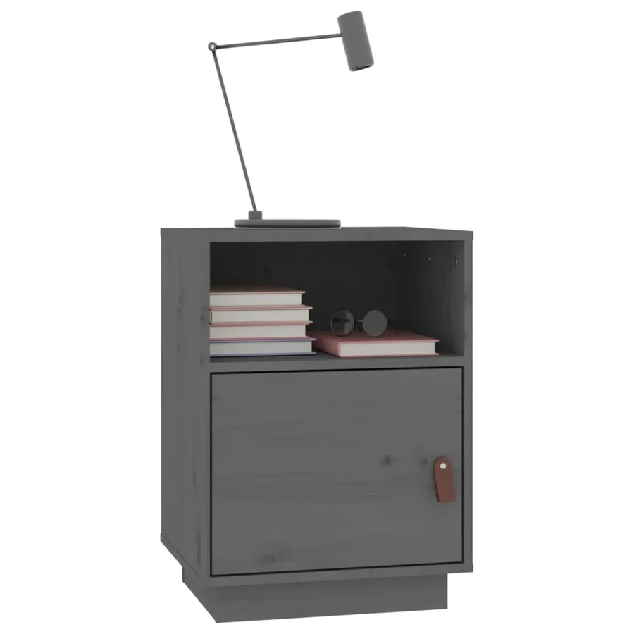 Tables de chevet 2 pcs Gris 40x34x55 cm Bois de pin massif - 4