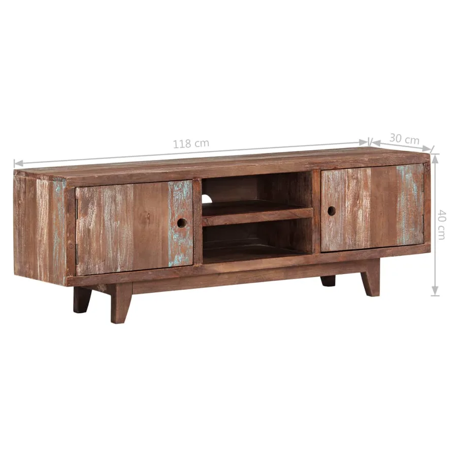 Meuble TV Bois d'acacia massif Vintage 118 x 30 x 40 cm - 9