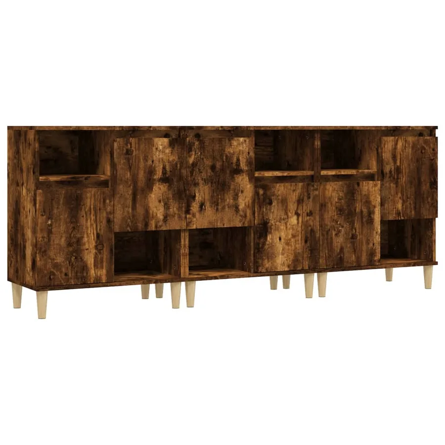 Buffets 3 pcs chêne fumé 60x35x70 cm bois d'ingénierie - 2