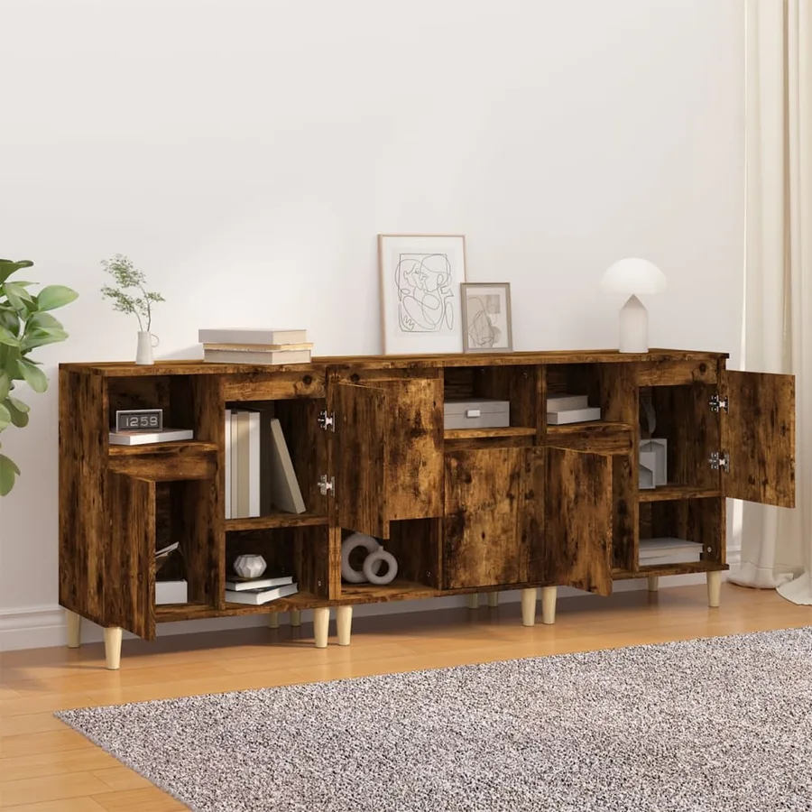 Buffets 3 pcs chêne fumé 60x35x70 cm bois d'ingénierie - 3