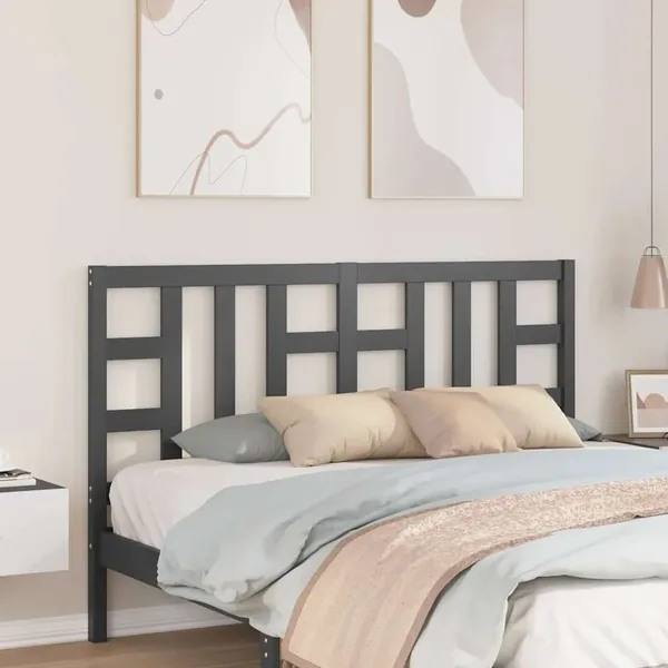 Tête de lit Gris 166x4x100 cm Bois massif de pin