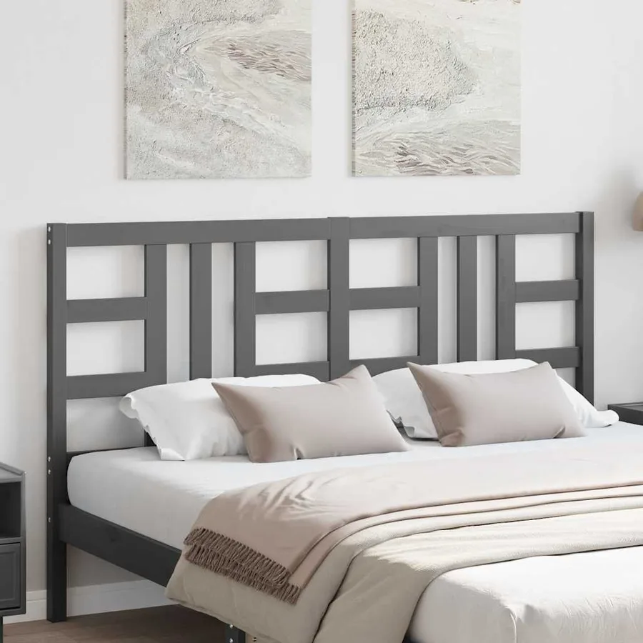 Tête de lit Gris 166x4x100 cm Bois massif de pin - 3