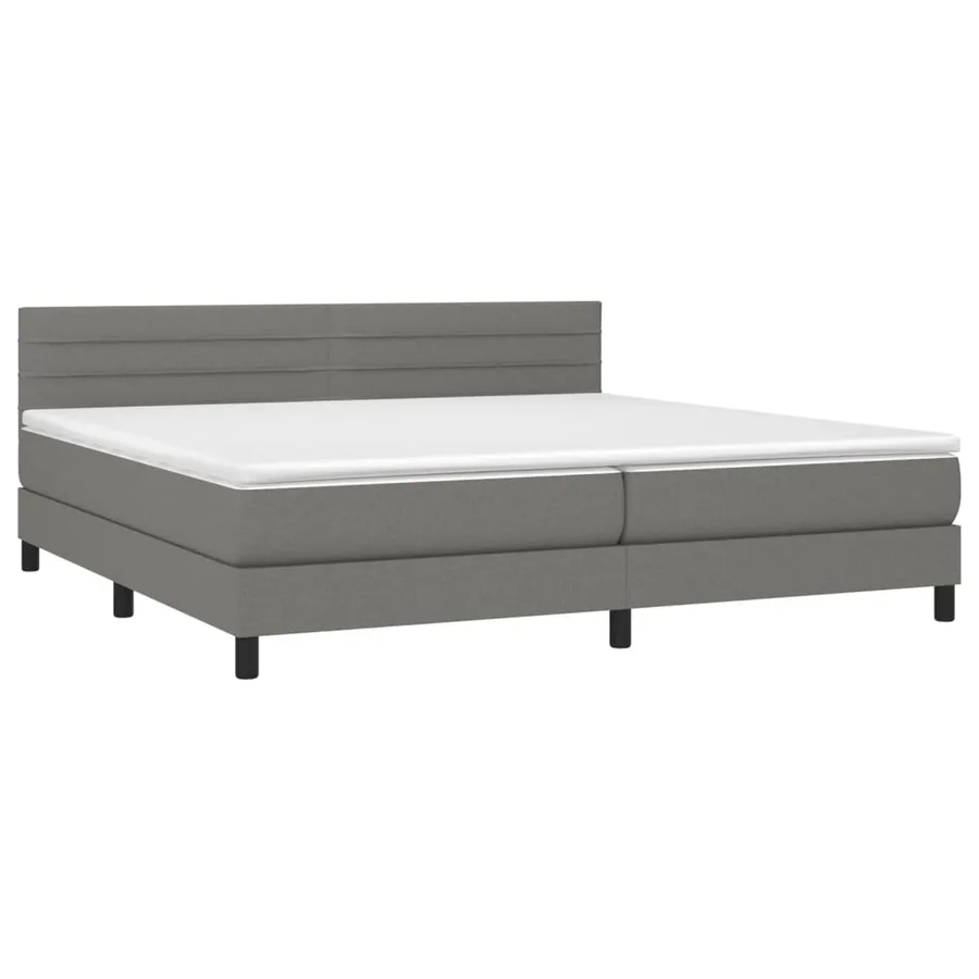 Sommier à lattes de lit et matelas et LED Gris foncé 200x200 cm - 3