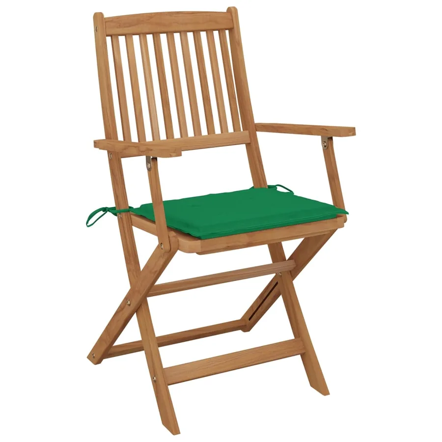 Chaises pliables de jardin lot de 8 avec coussins Bois d'acacia - 3