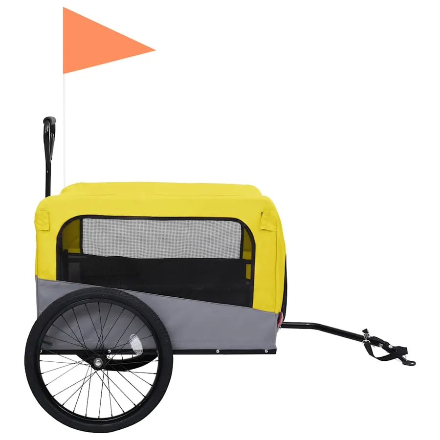 Remorque de vélo pour chiens et poussette 2-en-1 jaune et gris - 4