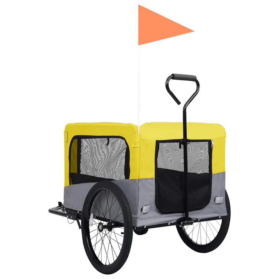 Remorque de vélo pour chiens et poussette 2-en-1 jaune et gris - 5