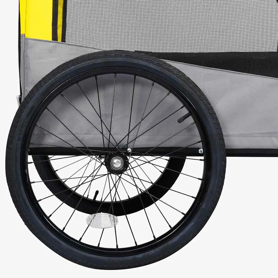 Remorque de vélo pour chiens et poussette 2-en-1 jaune et gris - 9