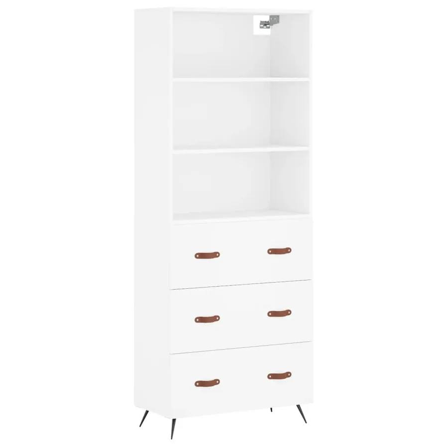 Buffet haut Blanc 69,5x34x180 cm Bois d'ingénierie - 2