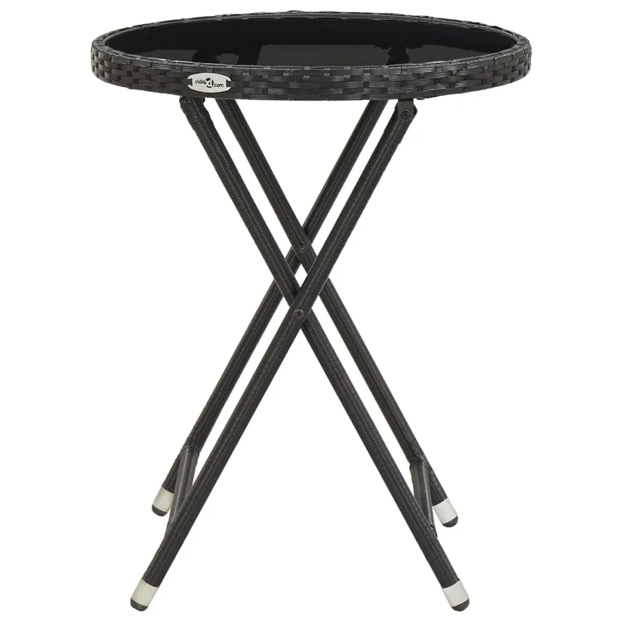 Ensemble de bistro de jardin 3 pcs poly rotin et verre trempé - 11