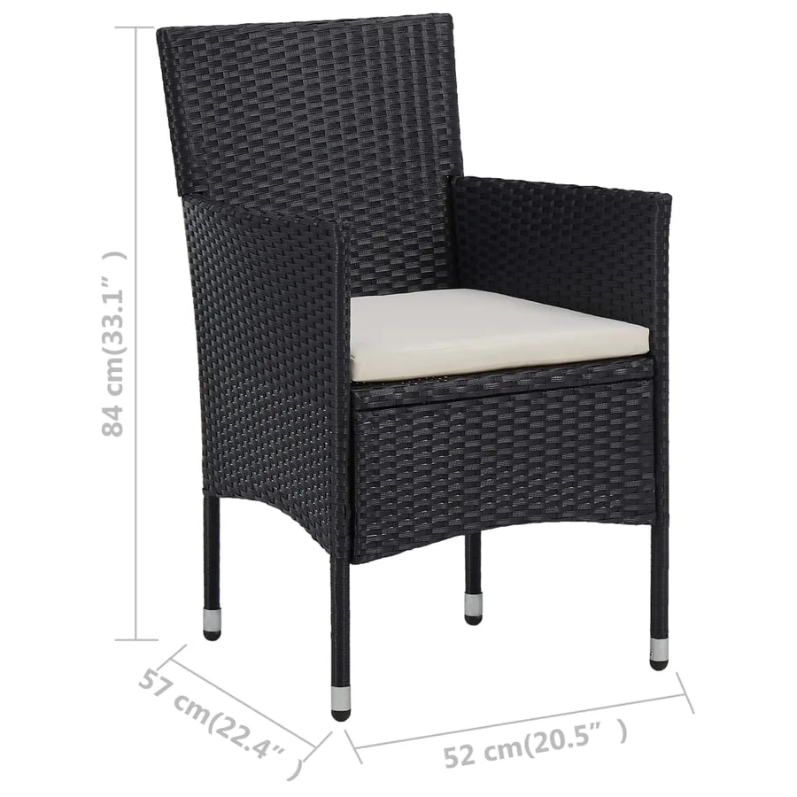 Ensemble de bistro de jardin 3 pcs poly rotin et verre trempé - 14