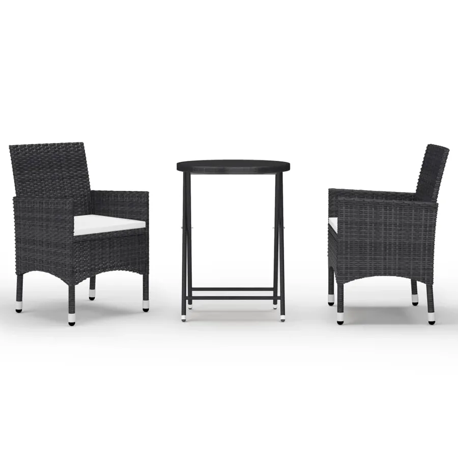 Ensemble de bistro de jardin 3 pcs poly rotin et verre trempé - 2