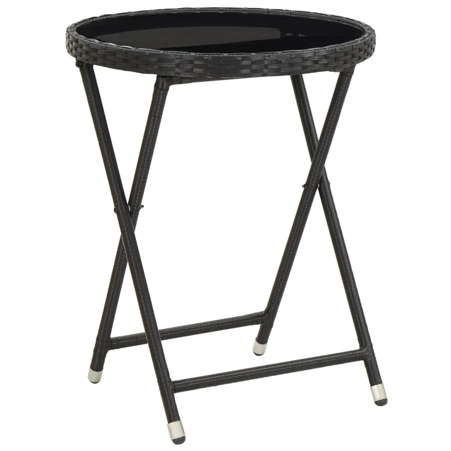 Ensemble de bistro de jardin 3 pcs poly rotin et verre trempé - 9