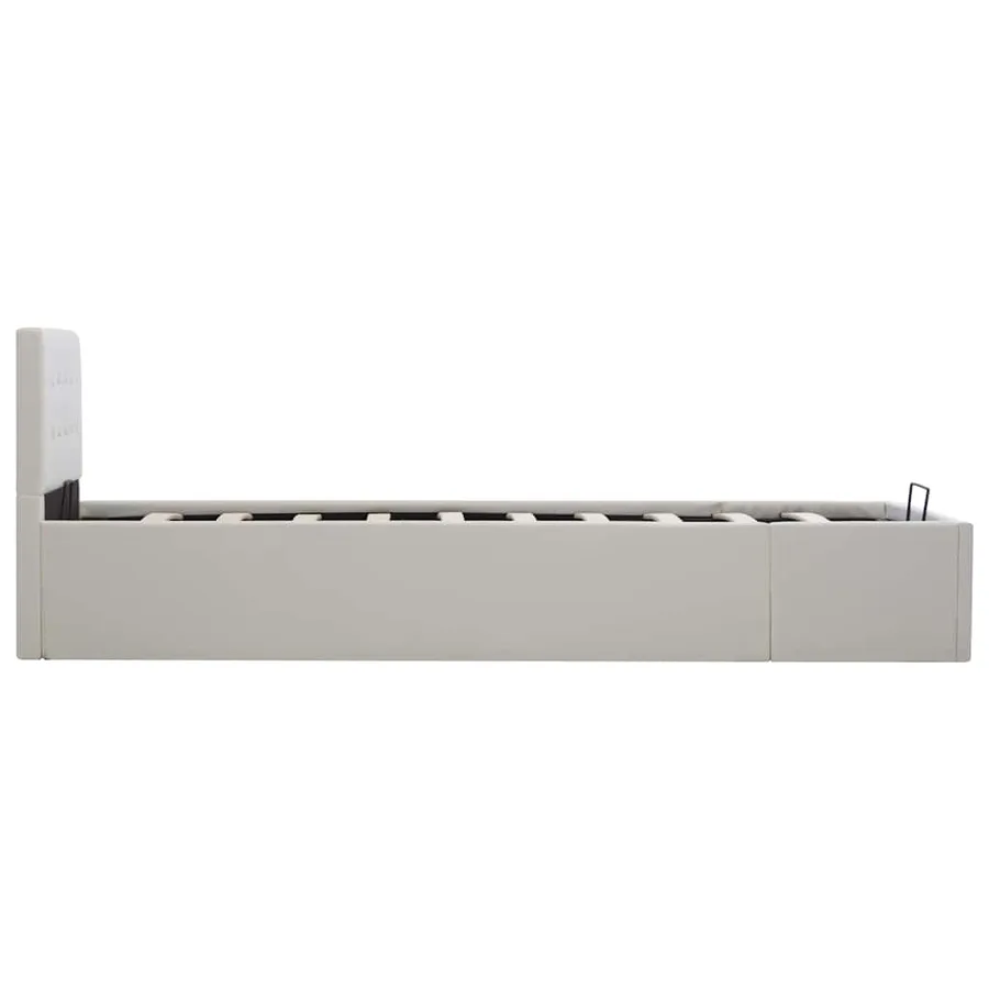 Cadre de lit à rangement hydraulique Blanc Similicuir 100x200cm - 5