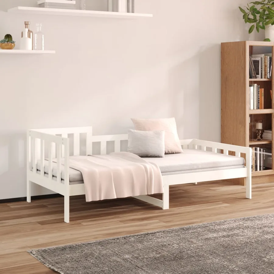 Lit de jour sans matelas blanc 90x200 cm bois de pin massif - 4