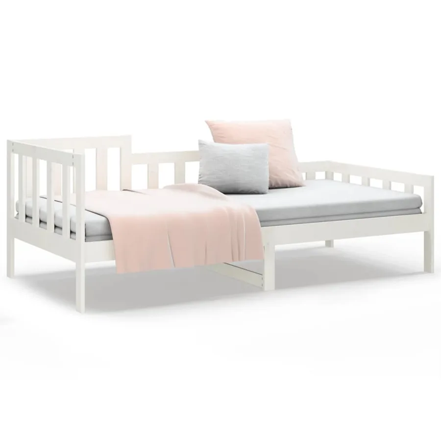 Lit de jour sans matelas blanc 90x200 cm bois de pin massif - 5