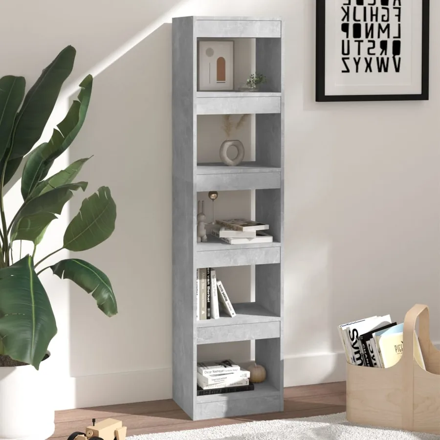 Bibliothèque/Séparateur de pièce Gris béton 40x30x166 cm - 4