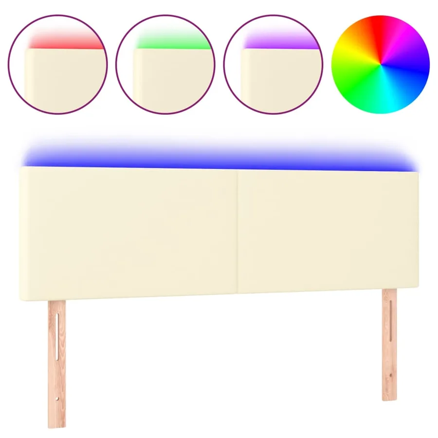 Tête de lit à LED Crème 144x5x78/88 cm Similicuir - 2