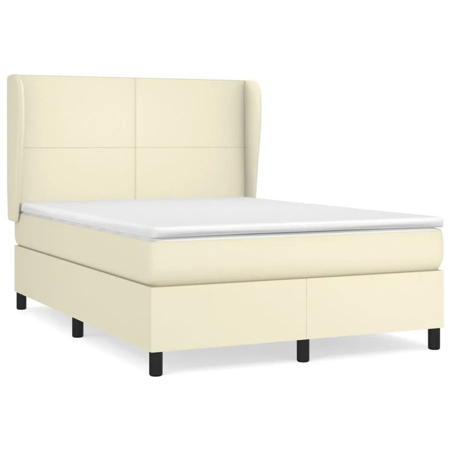 Sommier à lattes de lit avec matelas Crème 140x200cm Similicuir - 2