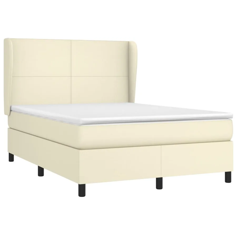 Sommier à lattes de lit avec matelas Crème 140x200cm Similicuir - 3
