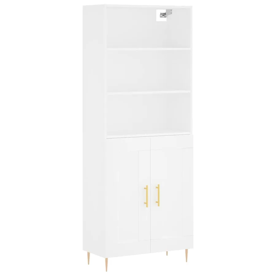 Buffet haut Blanc 69,5x34x180 cm Bois d'ingénierie - 2