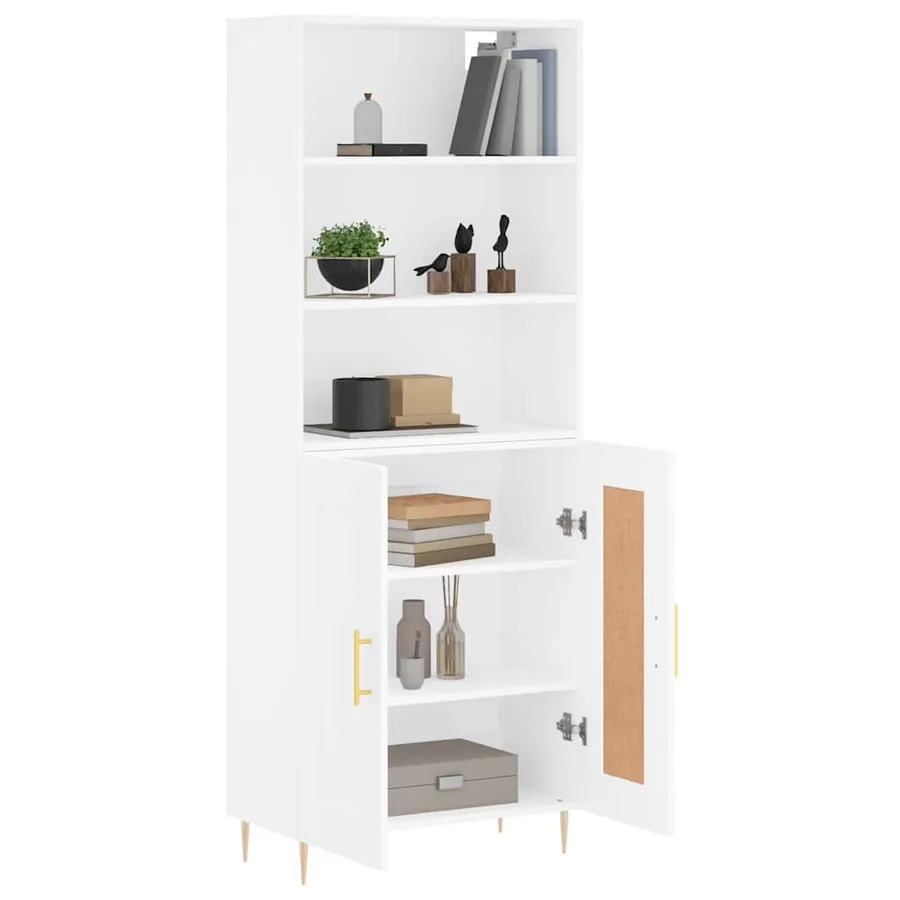 Buffet haut Blanc 69,5x34x180 cm Bois d'ingénierie - 3