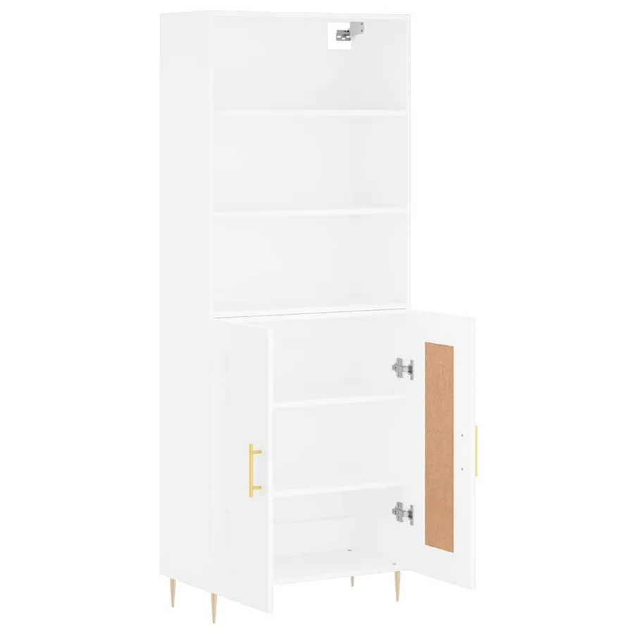 Buffet haut Blanc 69,5x34x180 cm Bois d'ingénierie - 4