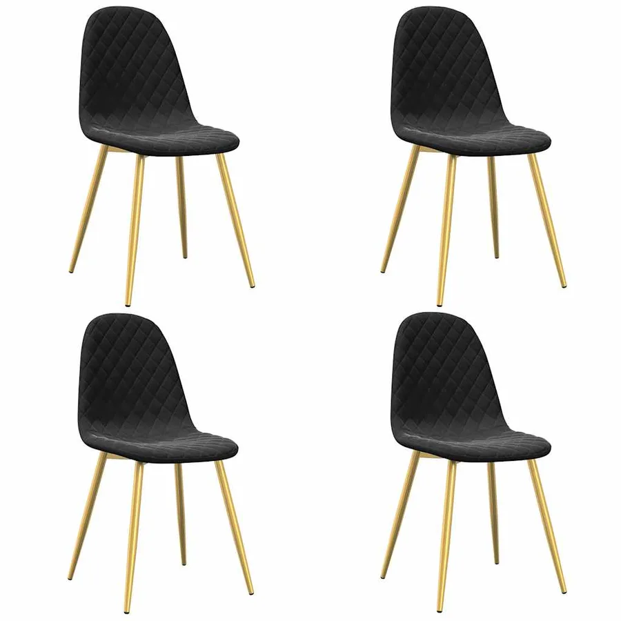 Chaises à manger lot de 4 Noir Velours - 2