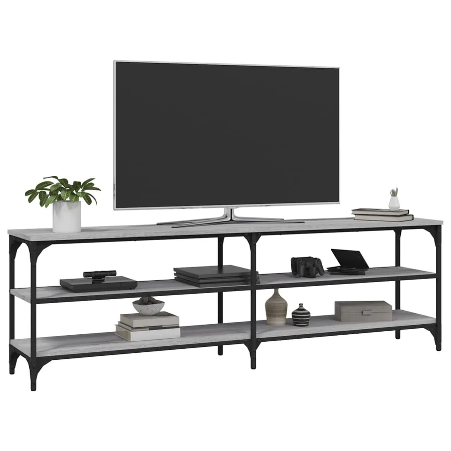 Meuble TV sonoma gris 160x30x50 cm bois d'ingénierie - 4